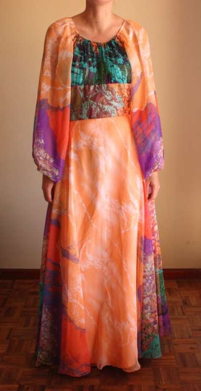 Rare Italian floral chiffon dress (1970s)
