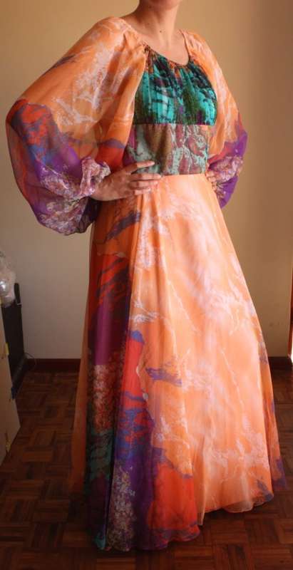 Rare Italian floral chiffon dress (1970s)