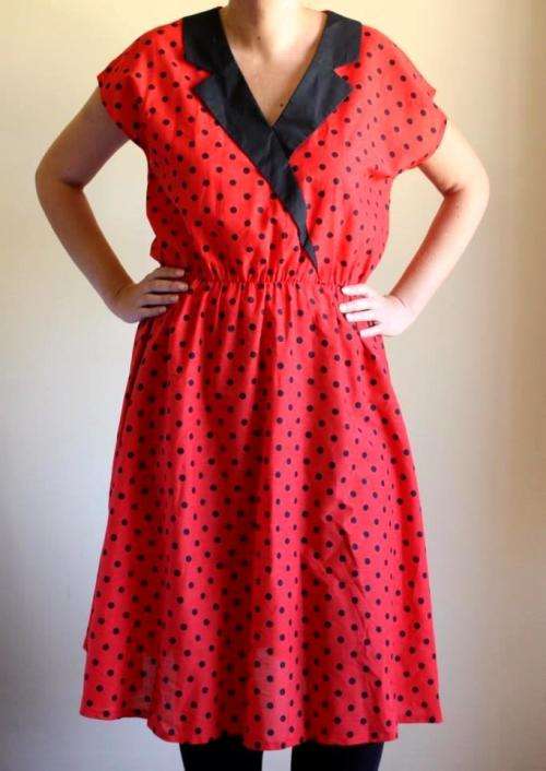 Red and black polka dot dress