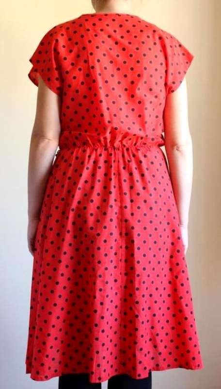 Red and black polka dot dress