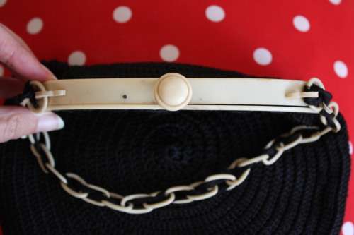 Art Deco crocheted bag with genuine Bakelite handle