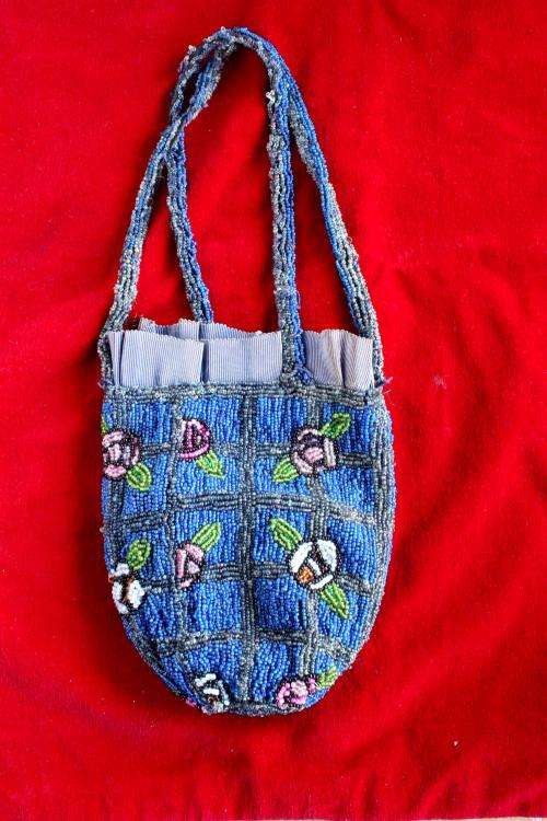 1920s blue beaded bag-Mackintosh style