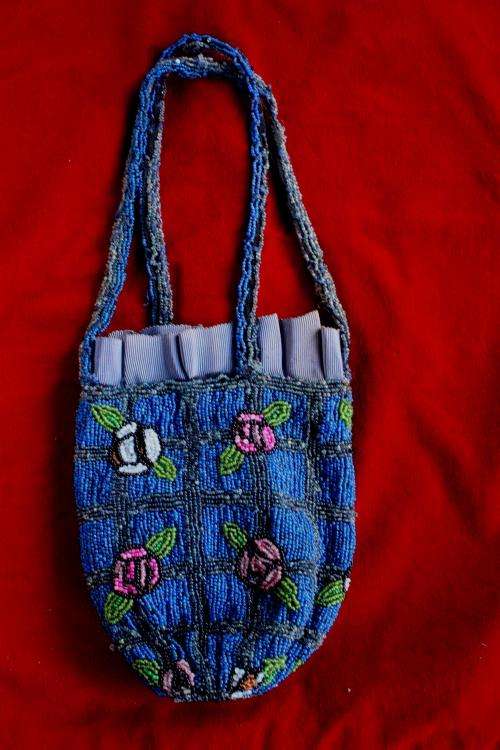 1920s blue beaded bag-Mackintosh style
