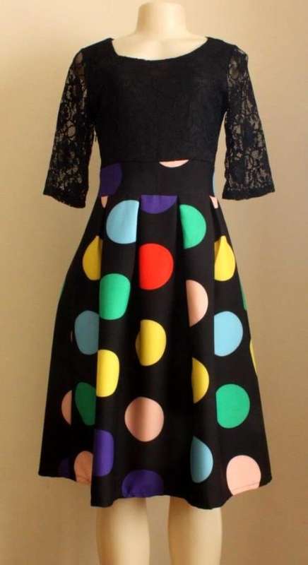 Polka dot black lace dress