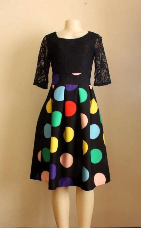 Polka dot black lace dress