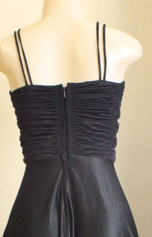 *SUMMER SALE* Black stretch satin party dress (1980s)