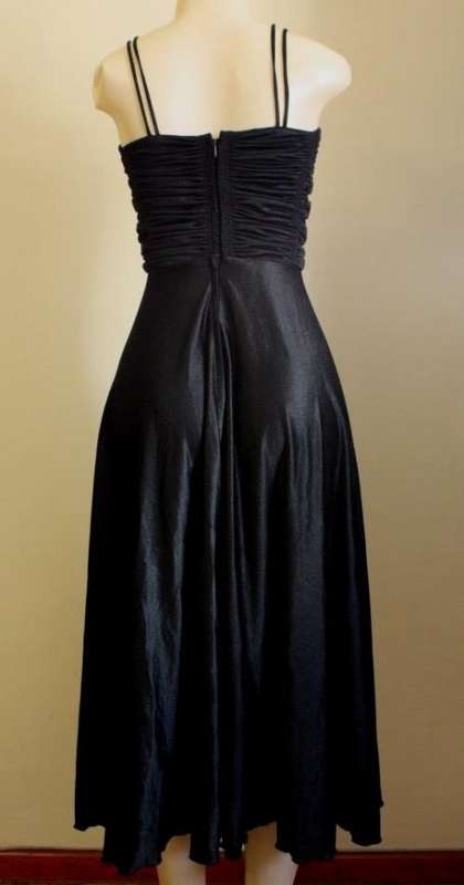 *SUMMER SALE* Black stretch satin party dress (1980s)
