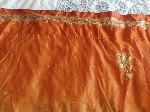 Ombre burnt orange and gold wedding sari bedspread