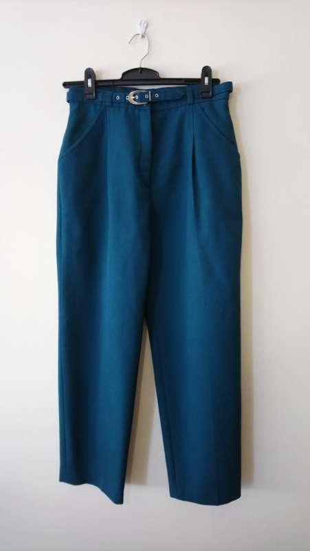 Teal green high-waisted trousers