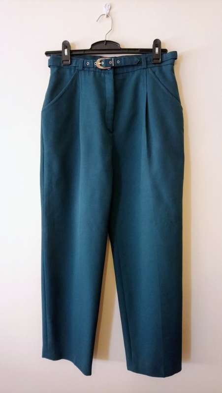Teal green high-waisted trousers