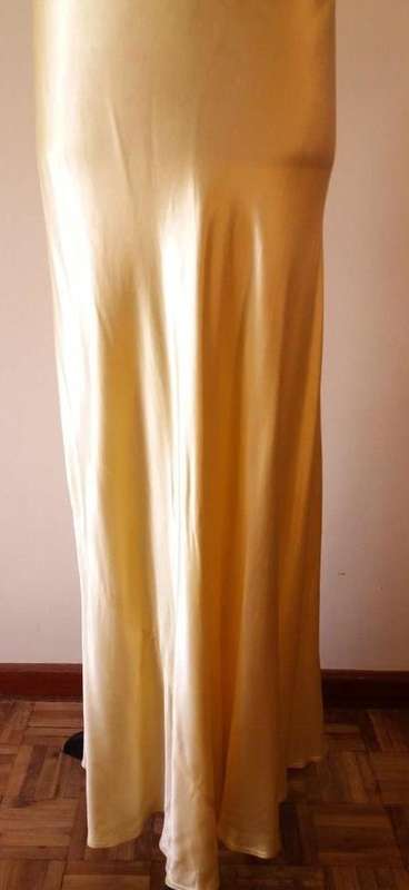 1940s yellow satin evening dress