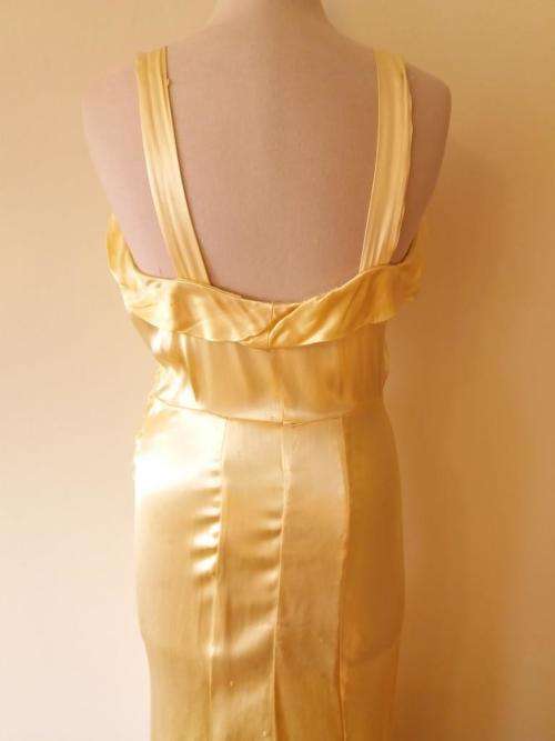 1940s yellow satin evening dress