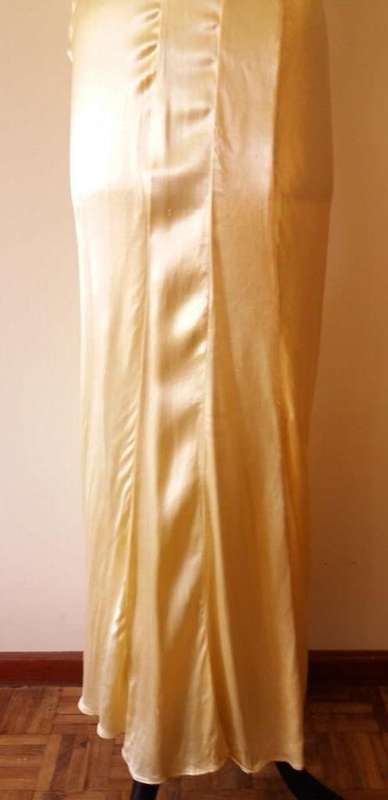 1940s yellow satin evening dress