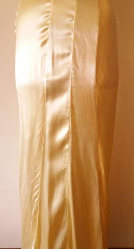 1940s yellow satin evening dress