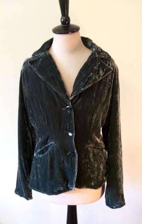 Moss green metallic velvet jacket