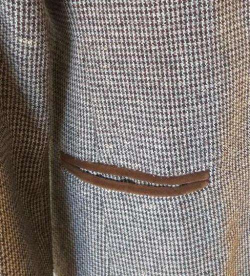 Tweed jacket with brown velvet trim
