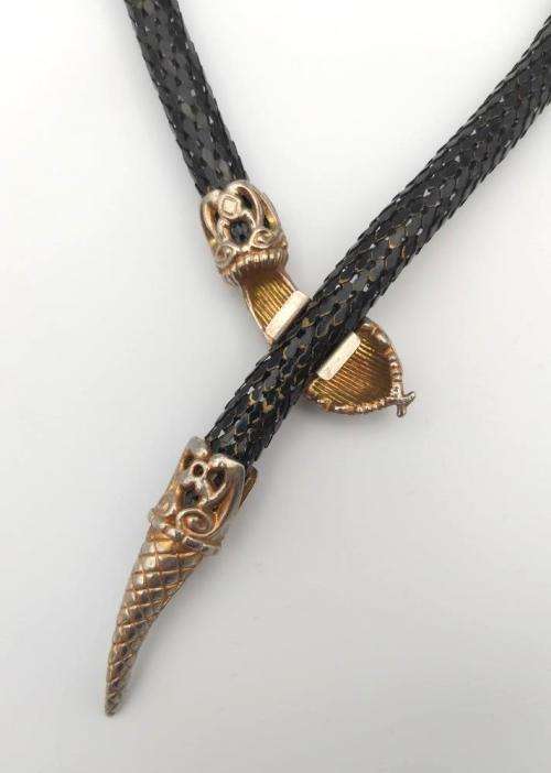 Black enamel snake choker (1980s)