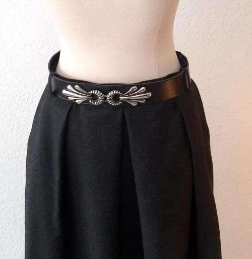 Dark grey wool skirt with matching belt