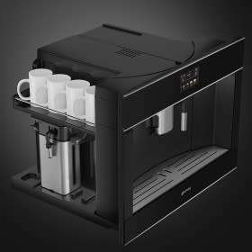 Smeg 60cm x 45cm Dolce Stil Novo Black Automatic Coffee Machine with Stainless Steel Trim