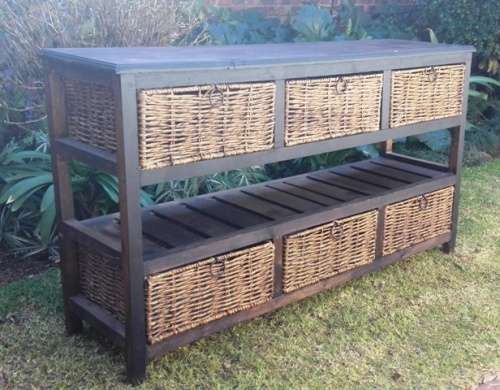 6 Drawer wicker TV stand