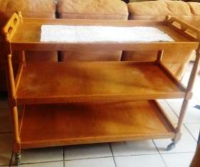Large Oak Tea Trolley on wheels
