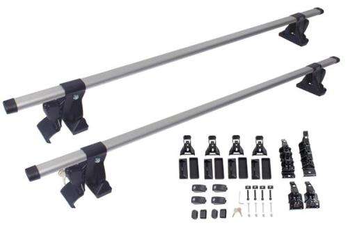 Oval Aluminium Roof Bars with 3 Option Gutterless Mounts - 1.2 Meters