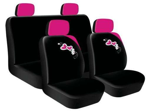 8 Piece Seat Cover Set - Pink Heart Blooms