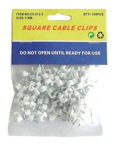 Square Cable Clip - 5mm - Pack of 100