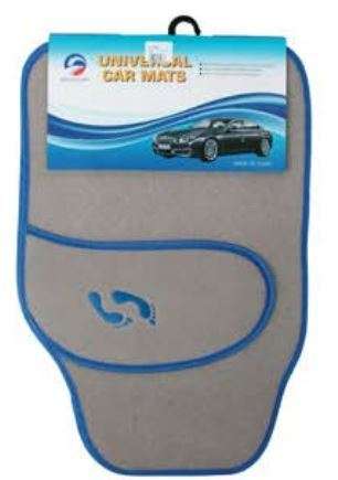 Universal Car Mat Set with Feet Print - Beige Carpet