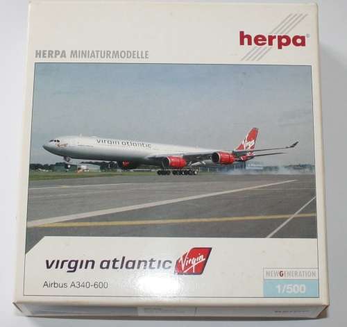 HERPA 1/500 VIRGIN ATLANTIC AIRBUS A340-600.  NEW, BOXED.  SEE DESCRIPTION