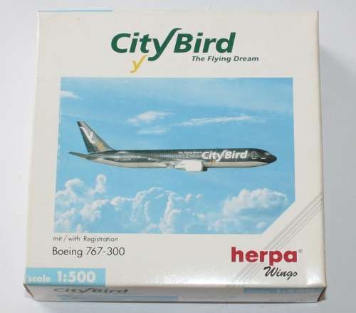HERPA 1/500 CITY BIRD BOEING 767-300.  NEW, BOXED.  SEE DESCRIPTION