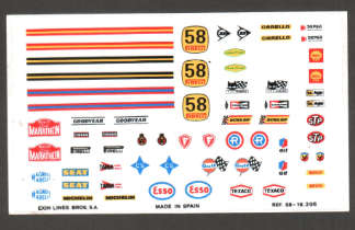 SLOT CAR SLIDE-OFF DECALS SHEET.