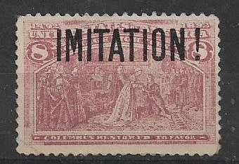 VERY INTERESTING USA 1892 8c WITH "IMITATION" OVERPRINT MNG