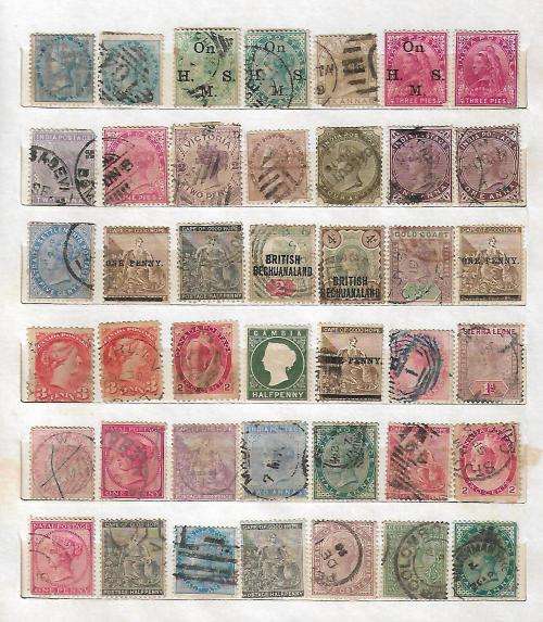 LOVELY STOCKBOOK WITH 14 PAGES OF QVIC, AND COMMONWEALTH EARLY MINT STAMPS. SEE 14 SCANS CV HUGE !!!