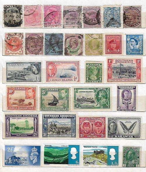 LOVELY STOCKBOOK WITH 14 PAGES OF QVIC, AND COMMONWEALTH EARLY MINT STAMPS. SEE 14 SCANS CV HUGE !!!
