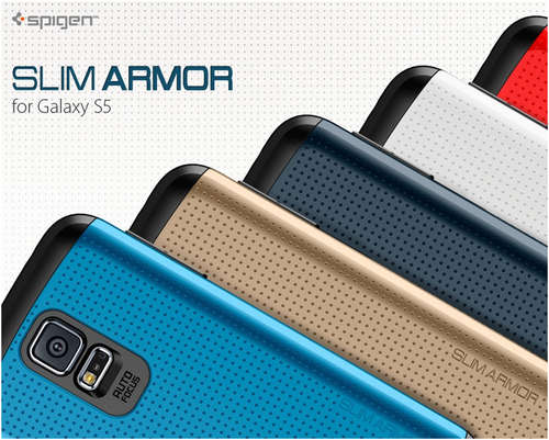 Samsung Galaxy S5 Spigen SGP Tough Slim Armor Case / Cover - Black or White or Metal Slate