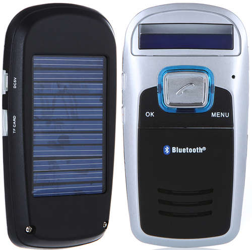 Solar Powered Bluetooth Car Kit Handsfree calls FM Transmitter MP3 Player