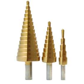 Step Drill Set - 3Pc Cone Drill Titanium Bit Set Step Bit Tool Hole 4-12/20/32mm