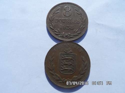 OLD COINS (GUERNESEY 8 DOUBLES)X2