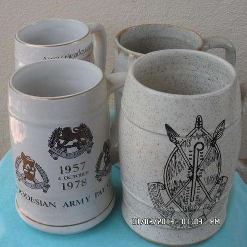 FOUR RHODESIAN MUGS COMMEMORATING DIFFERENT MILITARY OPERATIONS