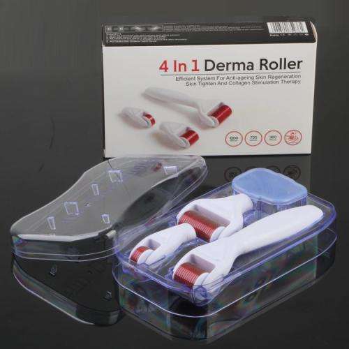 4 in 1 DermaRoller for Body, Face and Eyes for Cellulite, Anti-Aging, Acne Removal and Stretch Marks