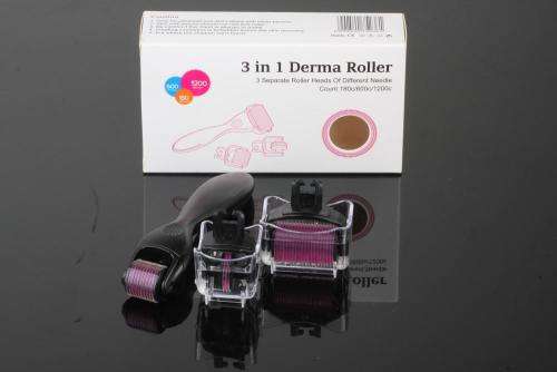 3 in 1 DermaRoller for Body, Face and Eyes for Cellulite, Anti-Aging, Acne Removal and Stretch Marks