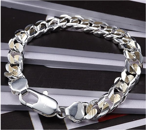 Silver 8inch Link Mens Bracelet