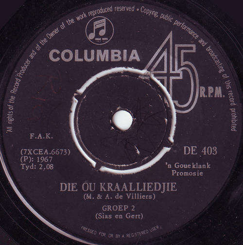 Groep Twee - Die Ou Kraalliedjie / Die Padda Wou Gaan Opsit 7"