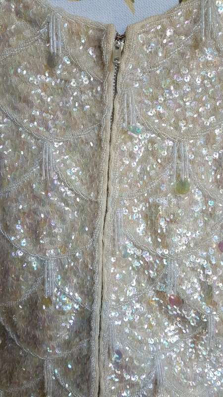 Iridescent beaded  sleeveless evening top