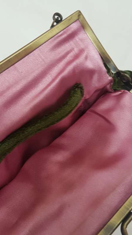 Vintage Green Velvet Evening Bag