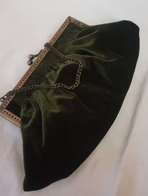 Vintage Green Velvet Evening Bag