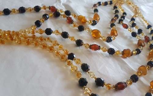 Vintage costume jewelry five string glass beaded necklace