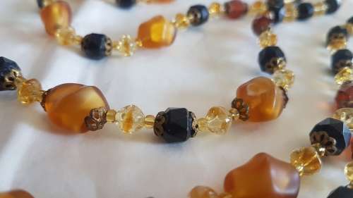 Vintage costume jewelry five string glass beaded necklace