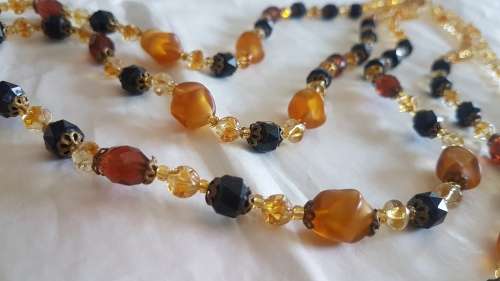 Vintage costume jewelry five string glass beaded necklace